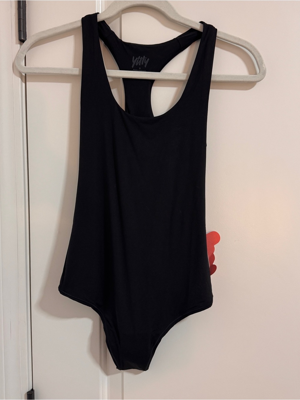 YITTY Black Racerback Bodysuit with Scoop Neck